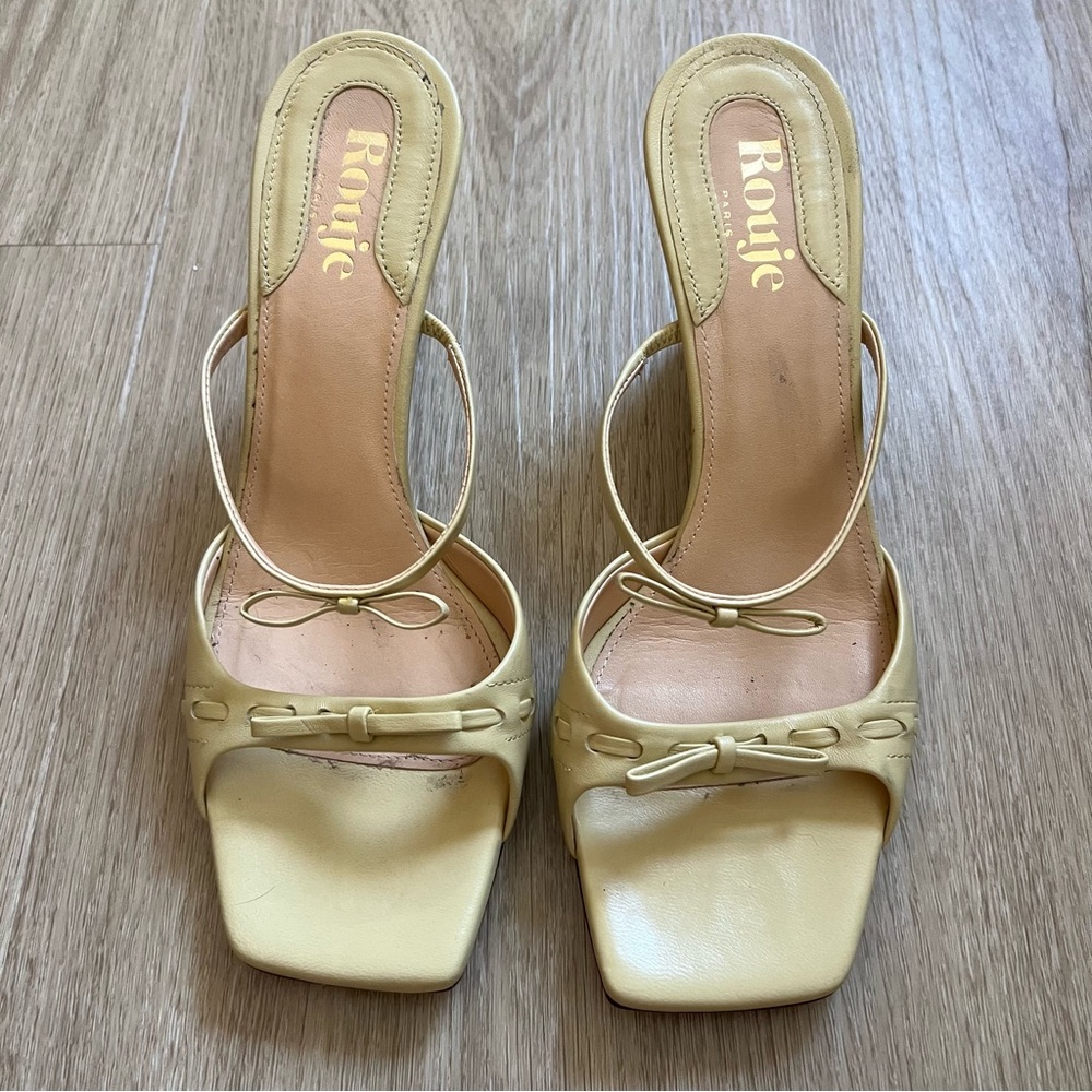 Rouje Paris Eve Wedge Mules Nappa Butter Yellow Size 37 - Picture 4 of 16